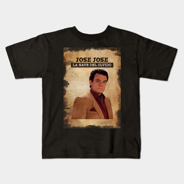 Vintage Old Paper 80s Style Jose Jose Kids T-Shirt by Madesu Art